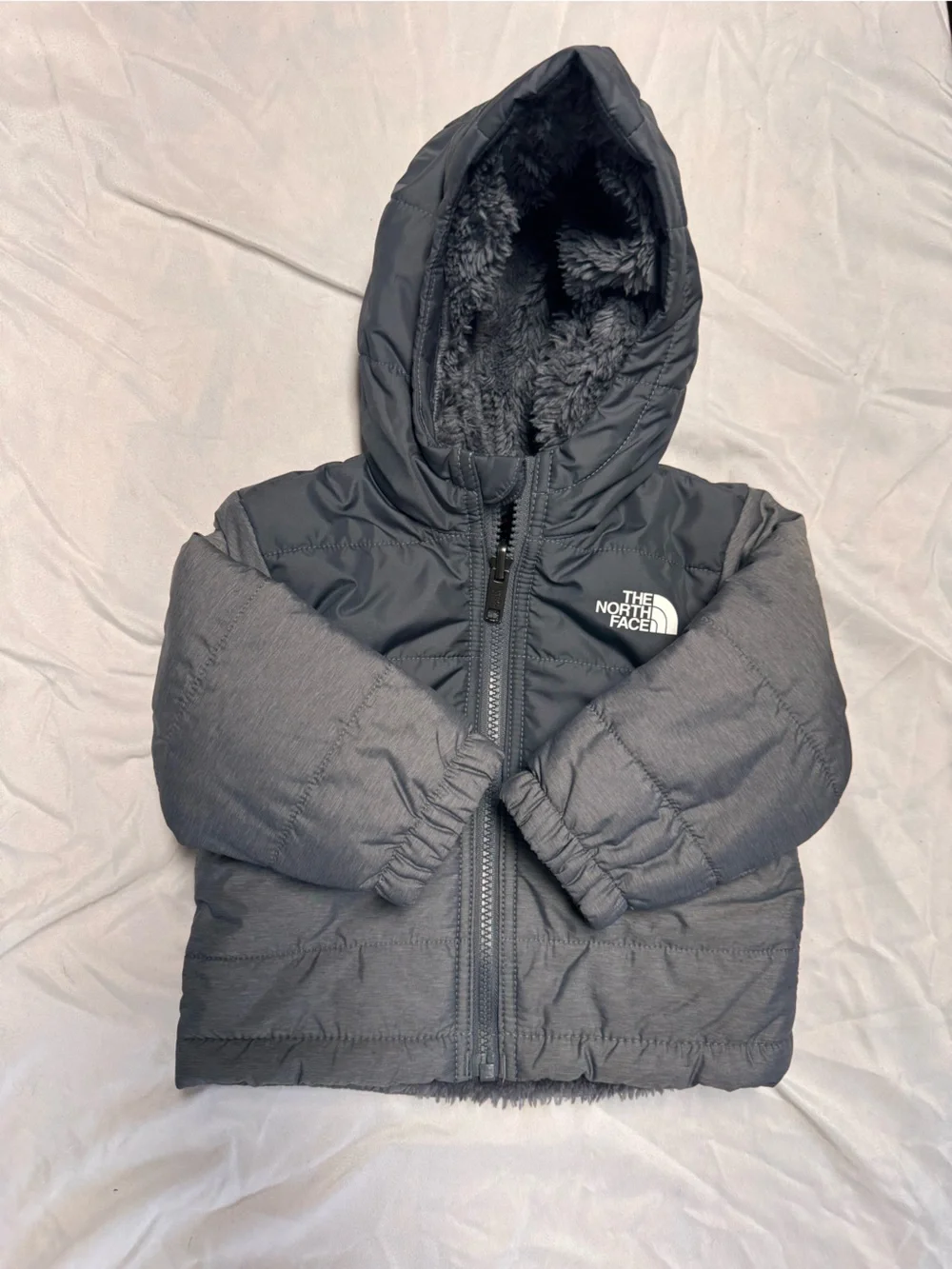 The North Face Kids' Charcoal Gray Hooded Puffer Jacket